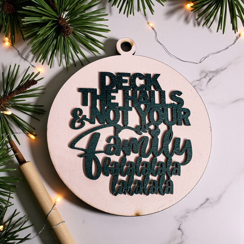 Deck The Halls 12 Colors Wooden Holiday Ornament With Cheeky Fa La La Lyrics And Rustic Finish