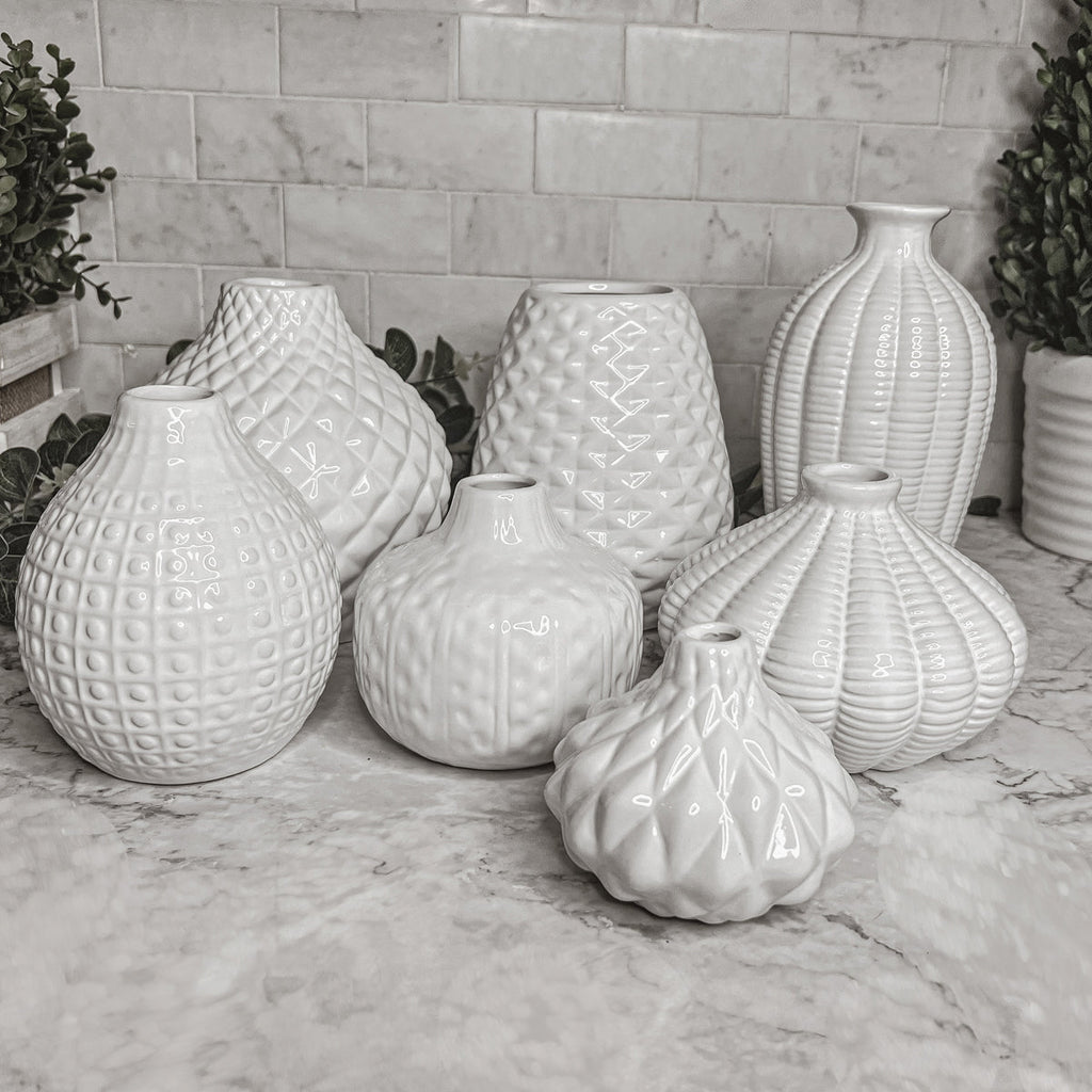 Whitney Ceramic Vases White Artisan Decorative Vase Set Or Single For Mantel