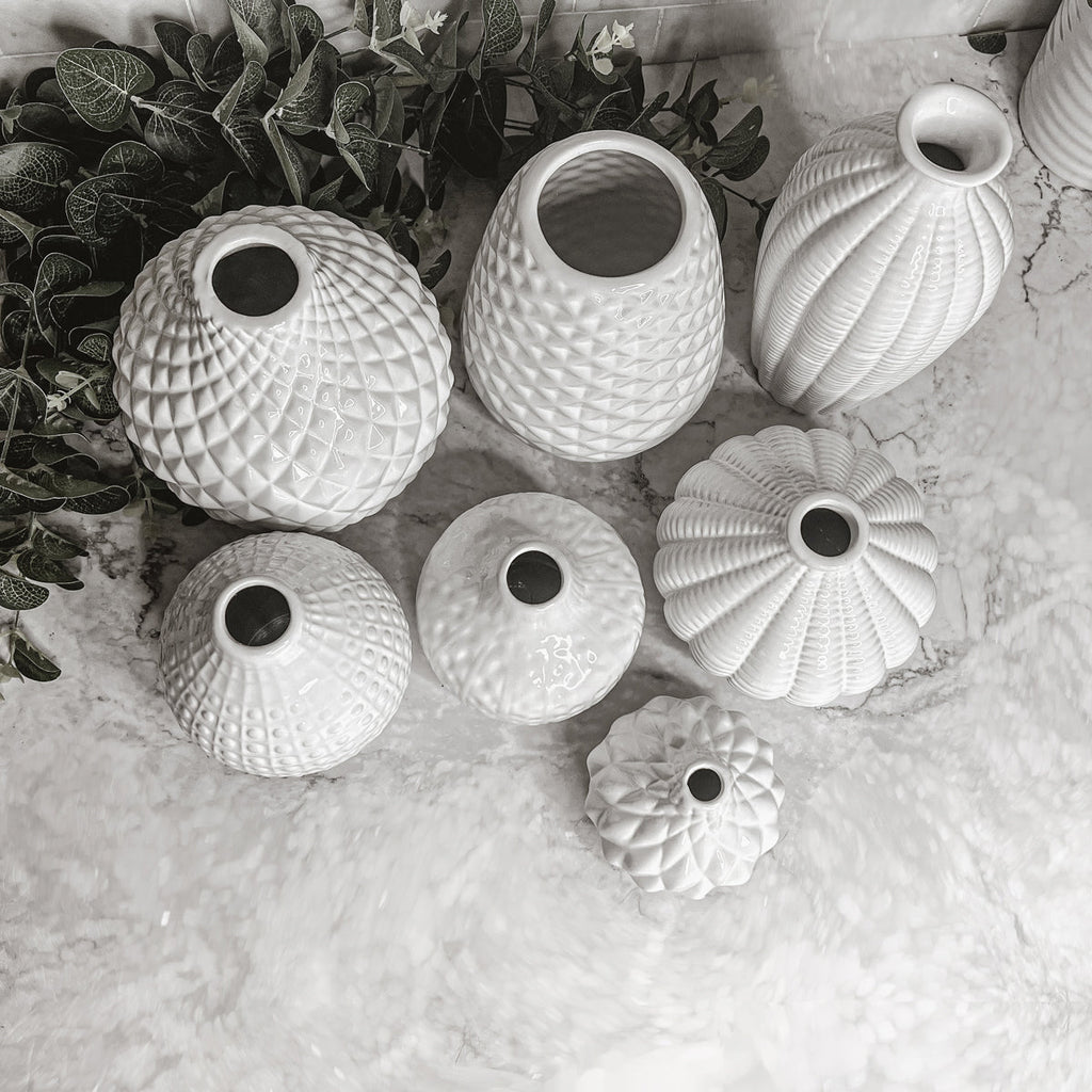 Whitney Ceramic Vases White Artisan Decorative Vase Set Or Single For Mantel