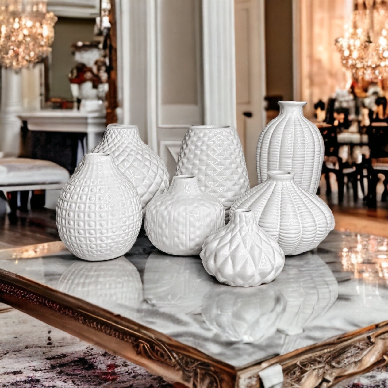 Whitney Ceramic Vases White Artisan Decorative Vase Set Or Single For Mantel