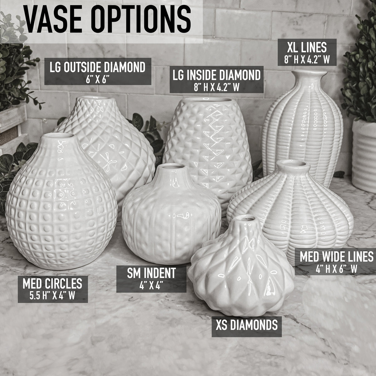 Whitney Ceramic Vases White Artisan Decorative Vase Set Or Single For Mantel
