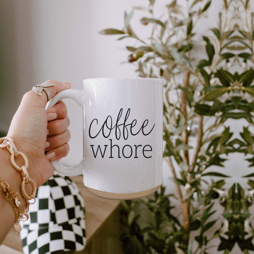 Coffee Whore 16oz Ceramic Coffee Mug - Large Funny Sass Morning Gift