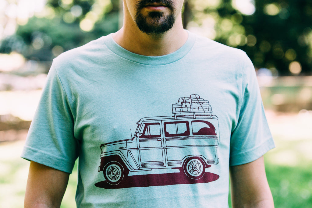 Willy Wagon Vintage Graphic T Shirt Dusty Blue Soft Tee