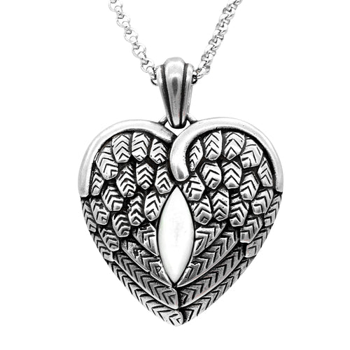 Winged Heart Mother Pearl Pendant Necklace For Women