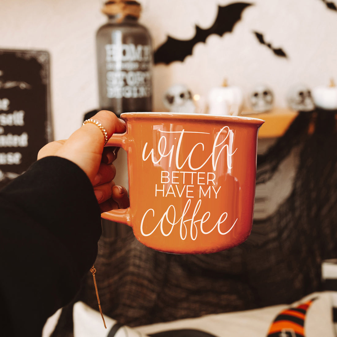 Witch Better Have Coffee Mug 14.5oz Orange Ceramic With White Lettering Halloween Coffee Gift