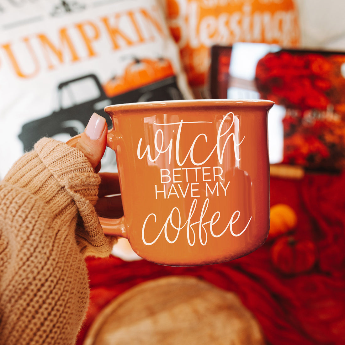 Witch Better Have Coffee Mug 14.5oz Orange Ceramic With White Lettering Halloween Coffee Gift