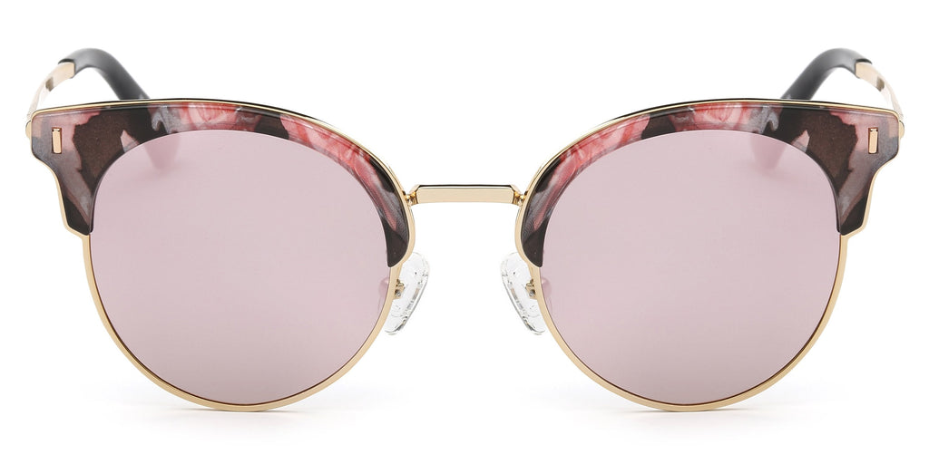Women Half Frame Cat Eye Round Sunglasses UV Protection