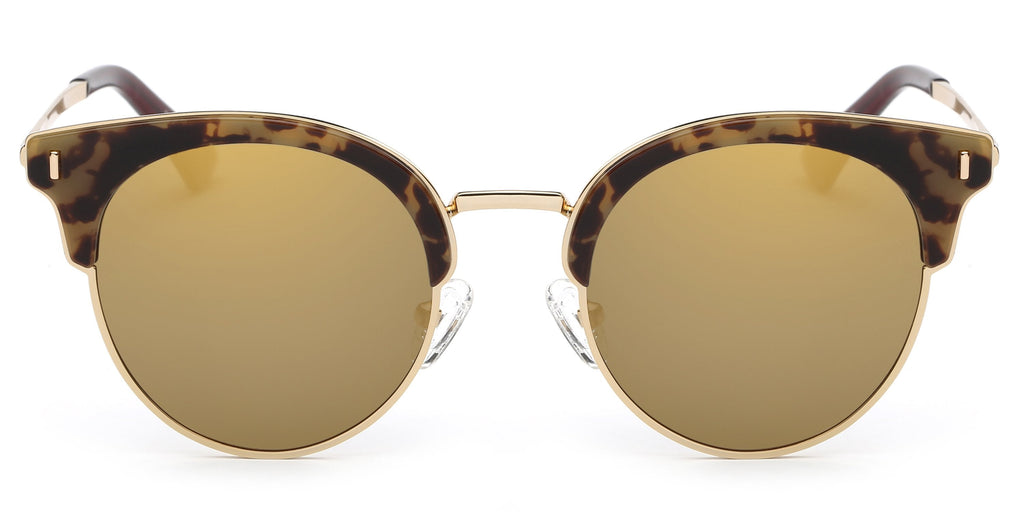 Women Half Frame Cat Eye Round Sunglasses UV Protection