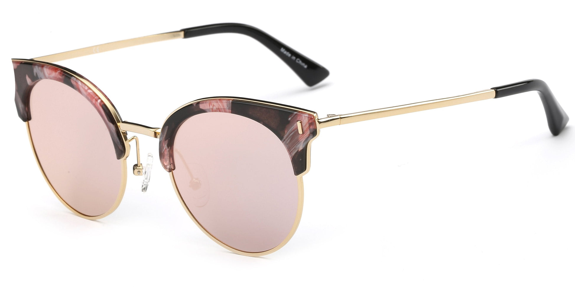 Women Half Frame Cat Eye Round Sunglasses UV Protection