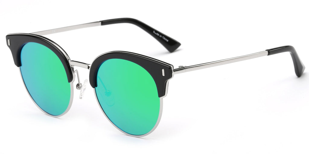 Women Half Frame Cat Eye Round Sunglasses UV Protection