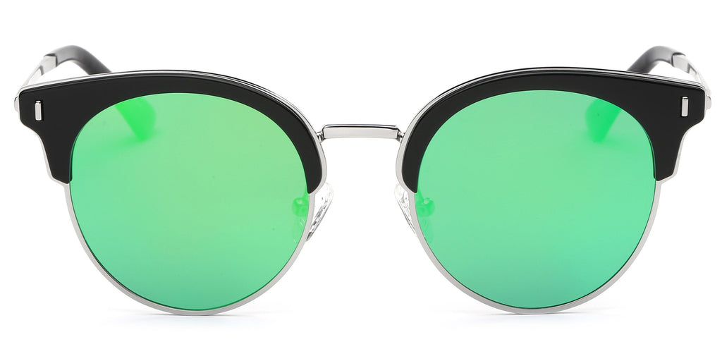 Women Half Frame Cat Eye Round Sunglasses UV Protection