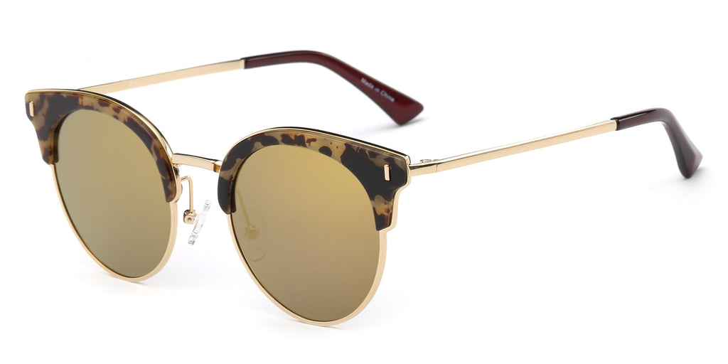 Women Half Frame Cat Eye Round Sunglasses UV Protection