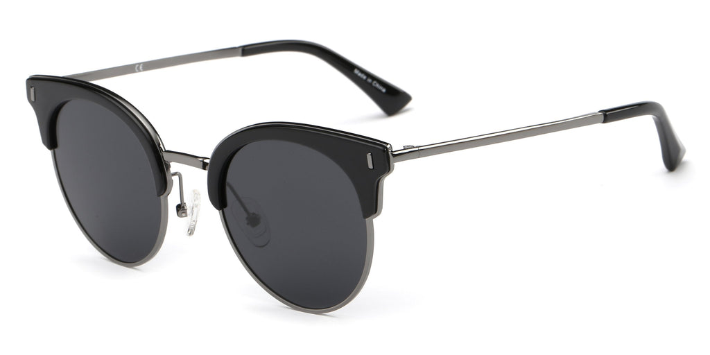 Women Half Frame Cat Eye Round Sunglasses UV Protection