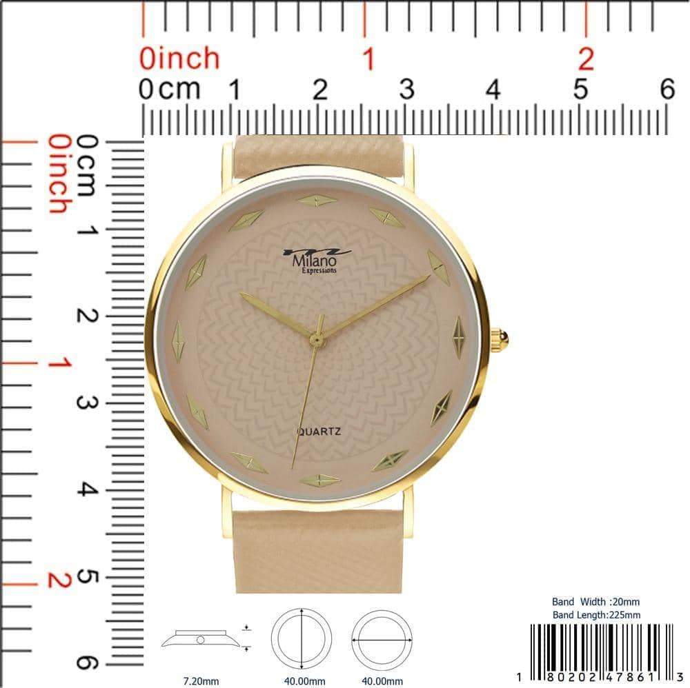 Women's 40mm Slim Textured Dial Leather Watch Minimalist