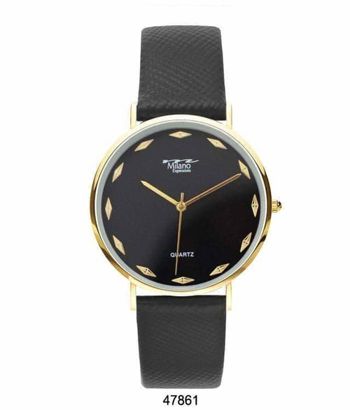 Women's 40mm Slim Textured Dial Leather Watch Minimalist