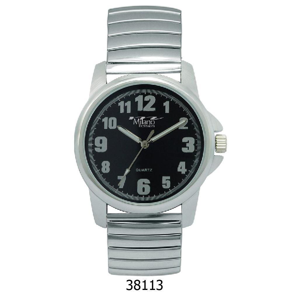 Women's Black Dial Expansion Band Watch Large Numbers