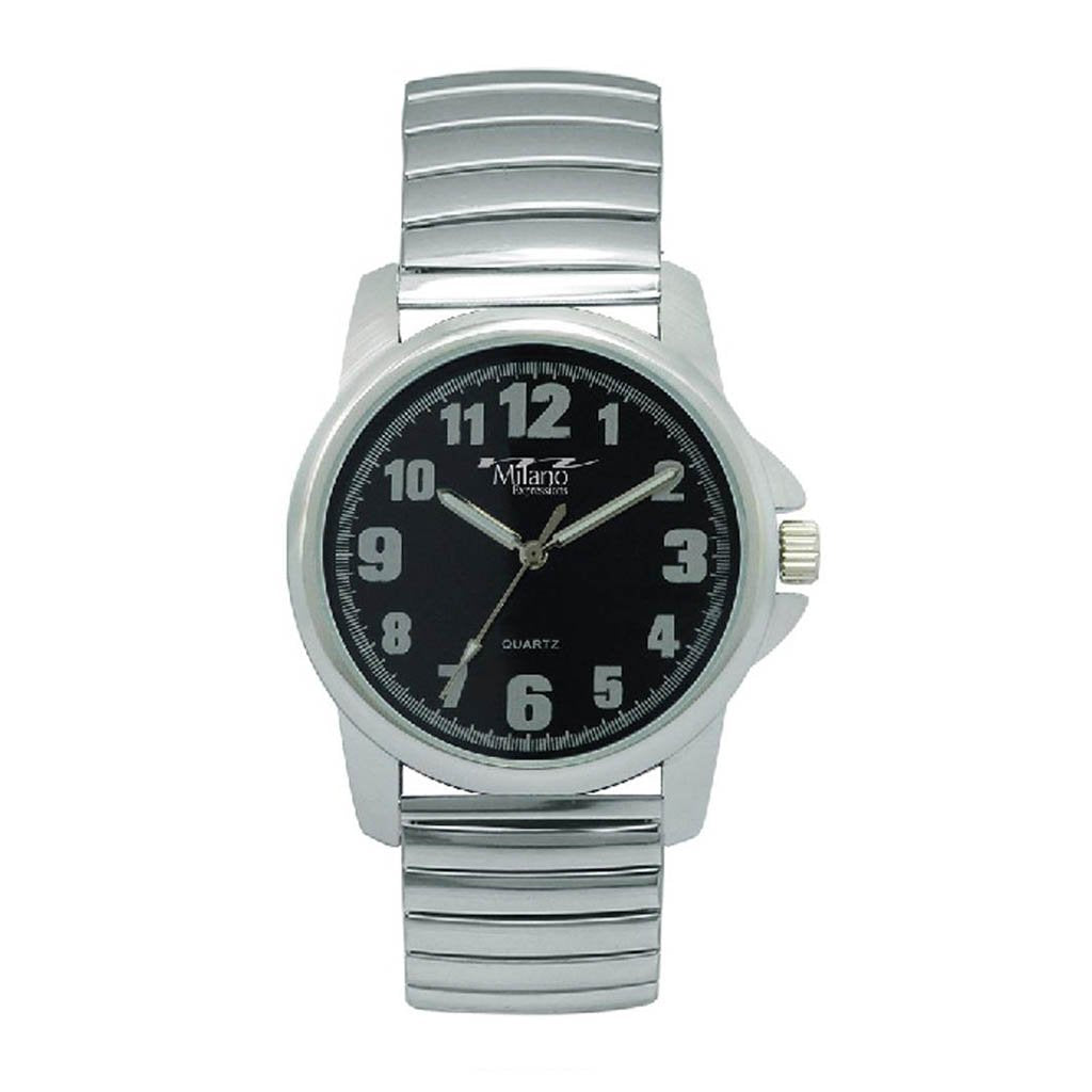 Women's Black Dial Expansion Band Watch Large Numbers