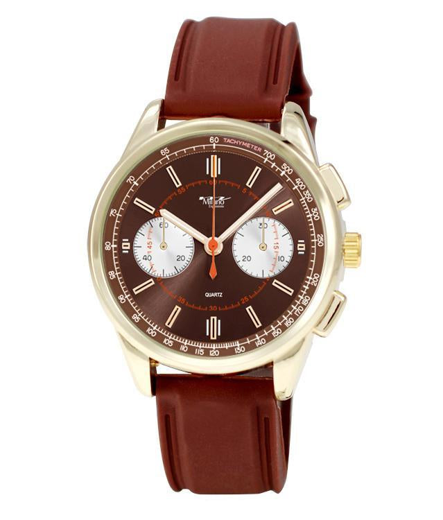 Women's Brown Dial Chronograph Watch Gold Case Quartz