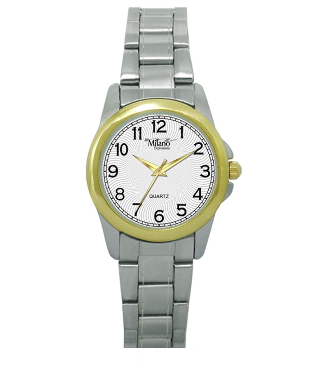 Women's Classic Analog Stainless Steel Watch Gold Bezel
