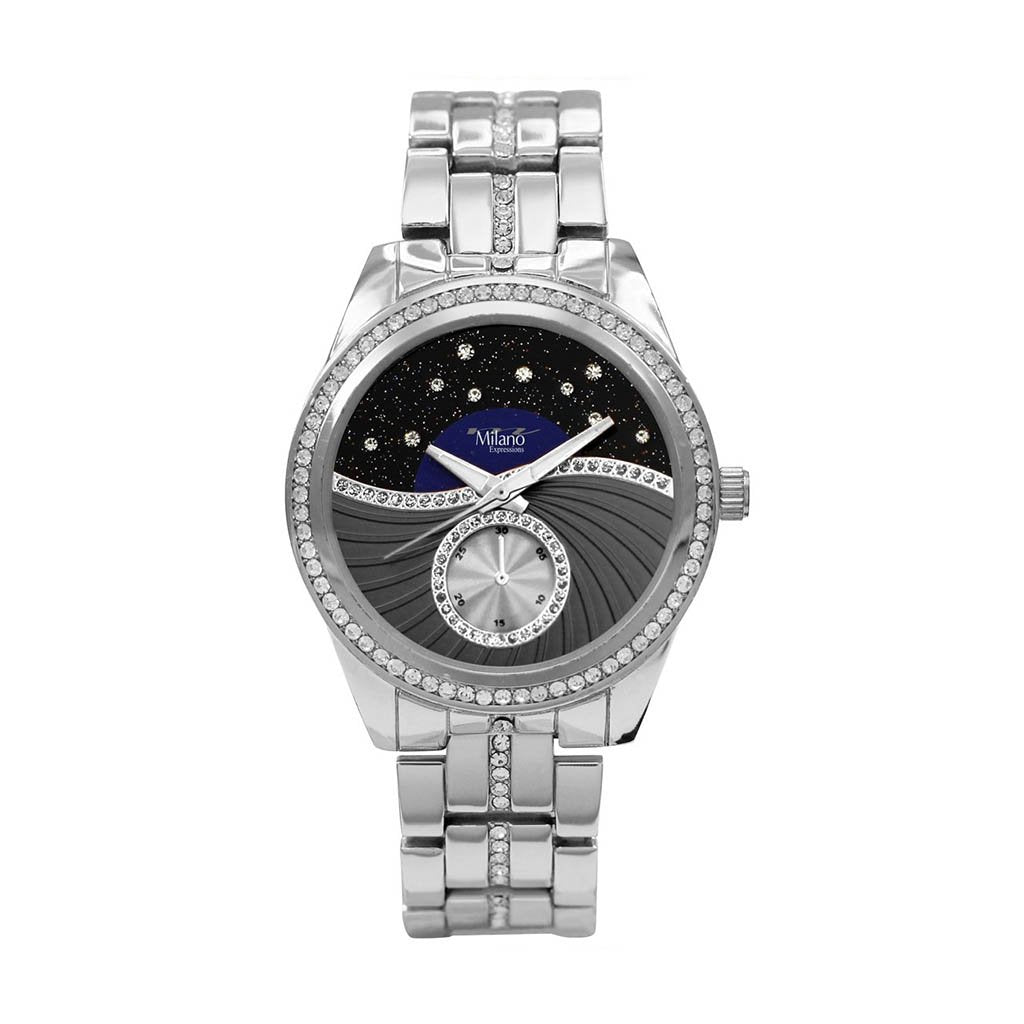 Women's Crystal Accent Silver Bracelet Watch Quartz