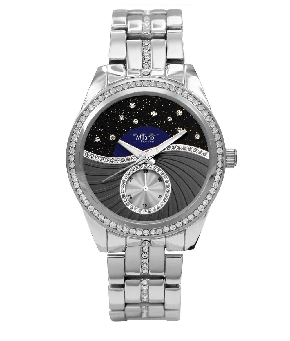 Women's Crystal Accent Silver Bracelet Watch Quartz