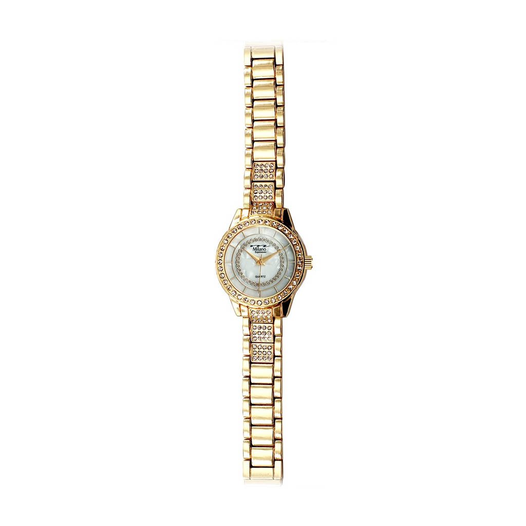 Women's Crystal Bezel Gold Bracelet Slim Dress Watch
