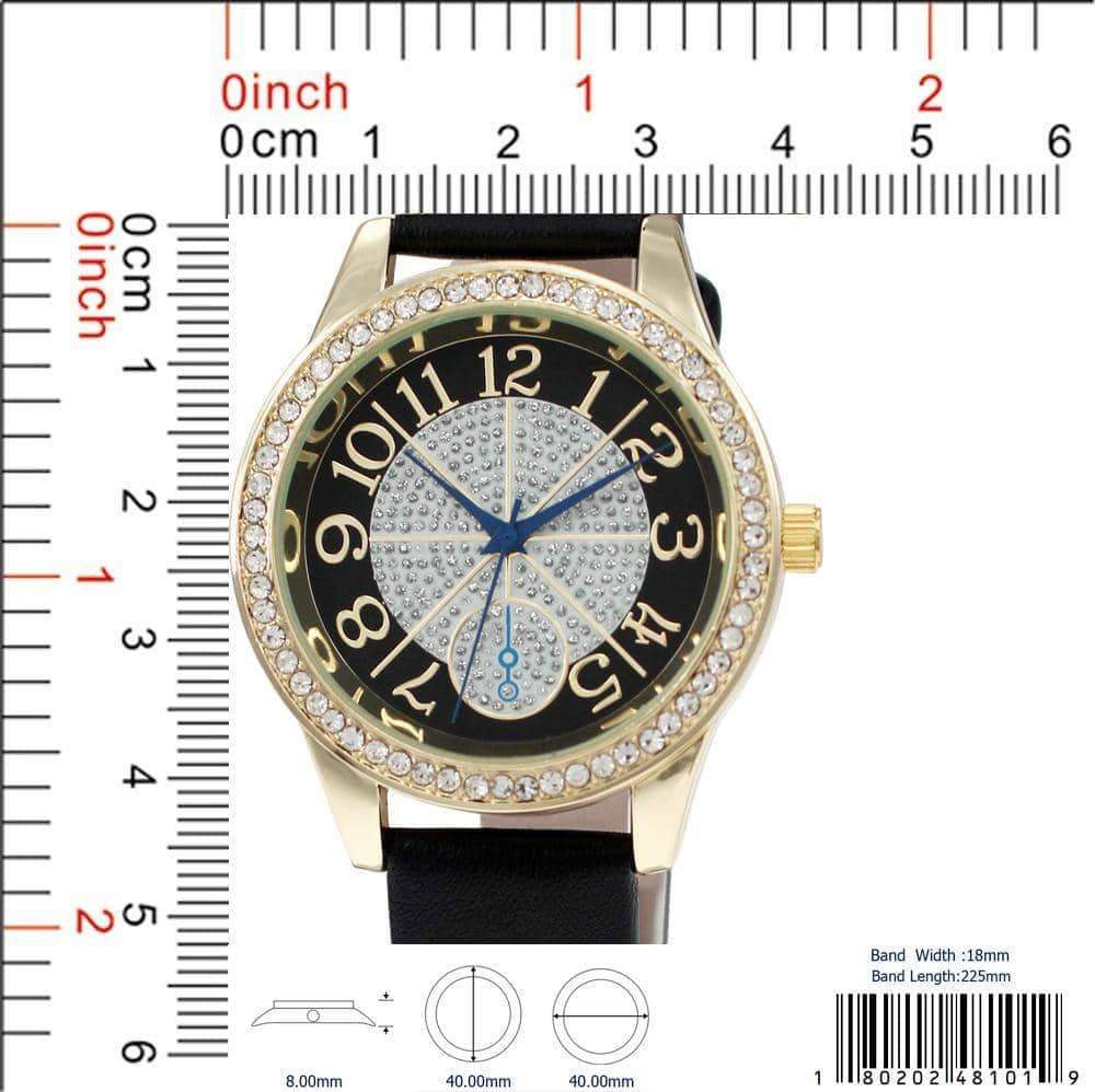 Women's Crystal Bezel Leather Strap Dress Watch Elegant