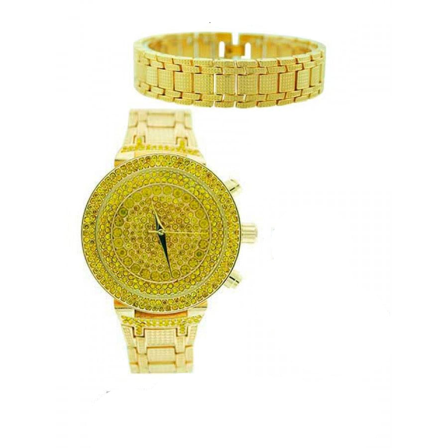 Women's Crystal Dial Gold Bracelet Watch For Evening