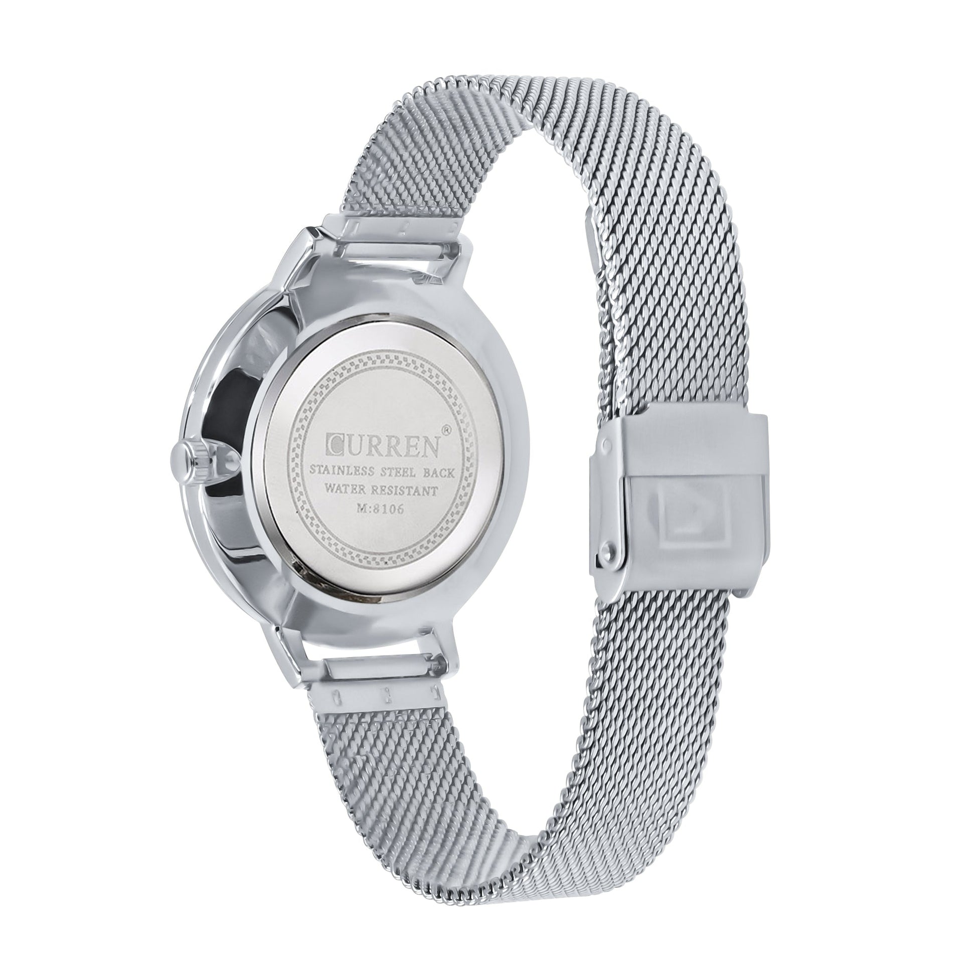 Women's Floral Dial Slim Mesh Band Stainless Elegant Watch