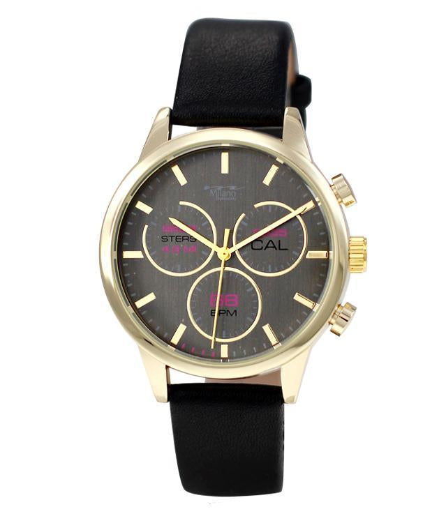 Women's Gold Case Analog Watch With Vegan Leather Band