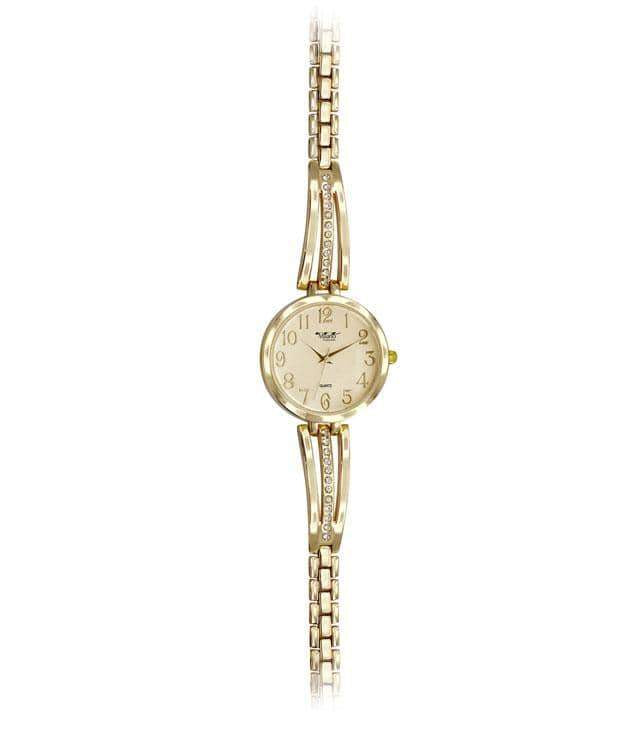 Women's Gold Slim Bracelet Watch With Crystal Accents