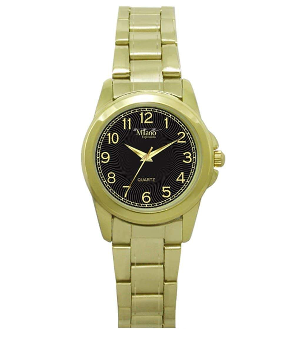 Women's Gold Tone Bracelet Watch Black Dial 29mm Quartz