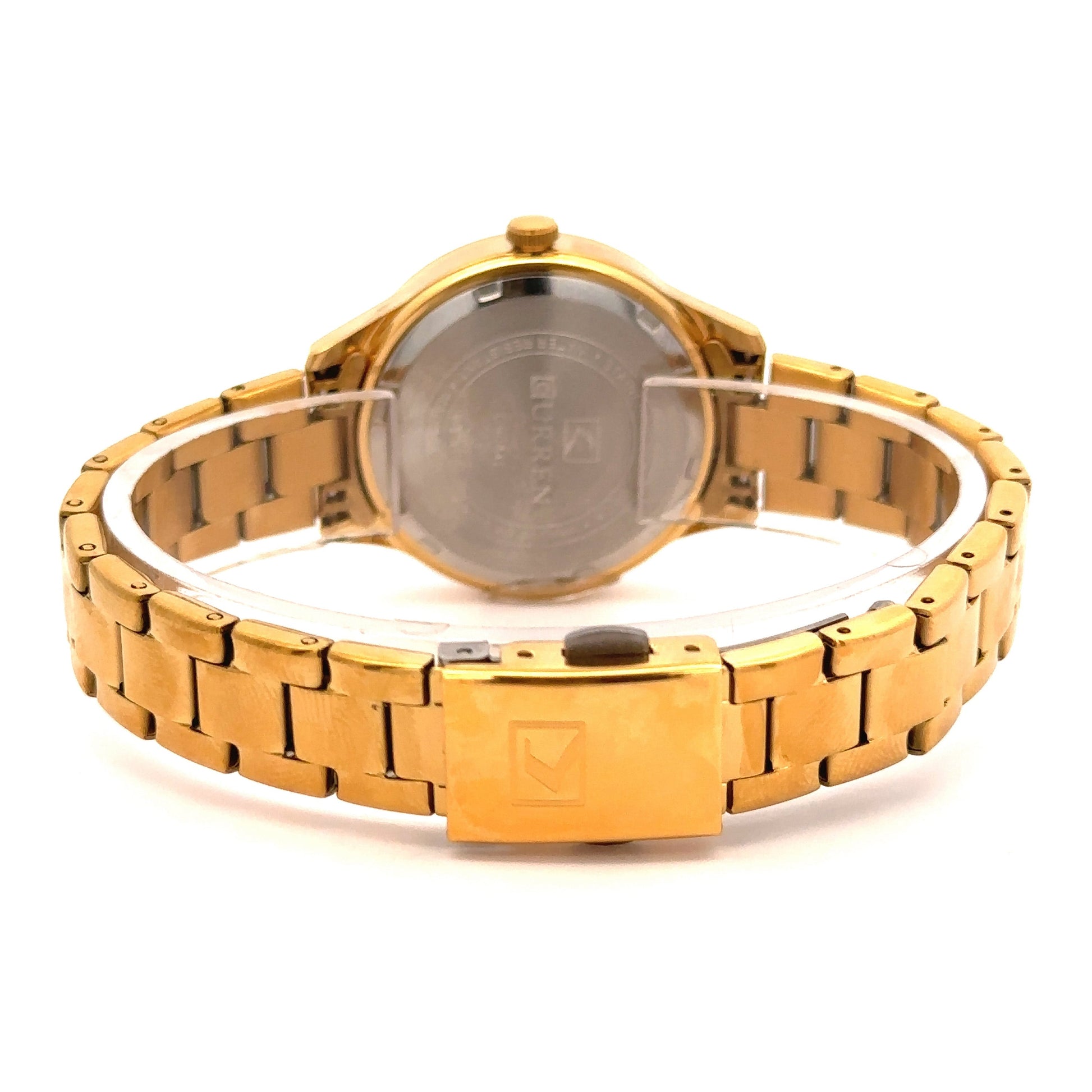 Women's Gold Tone Crystal Pave Bracelet Watch Elegant