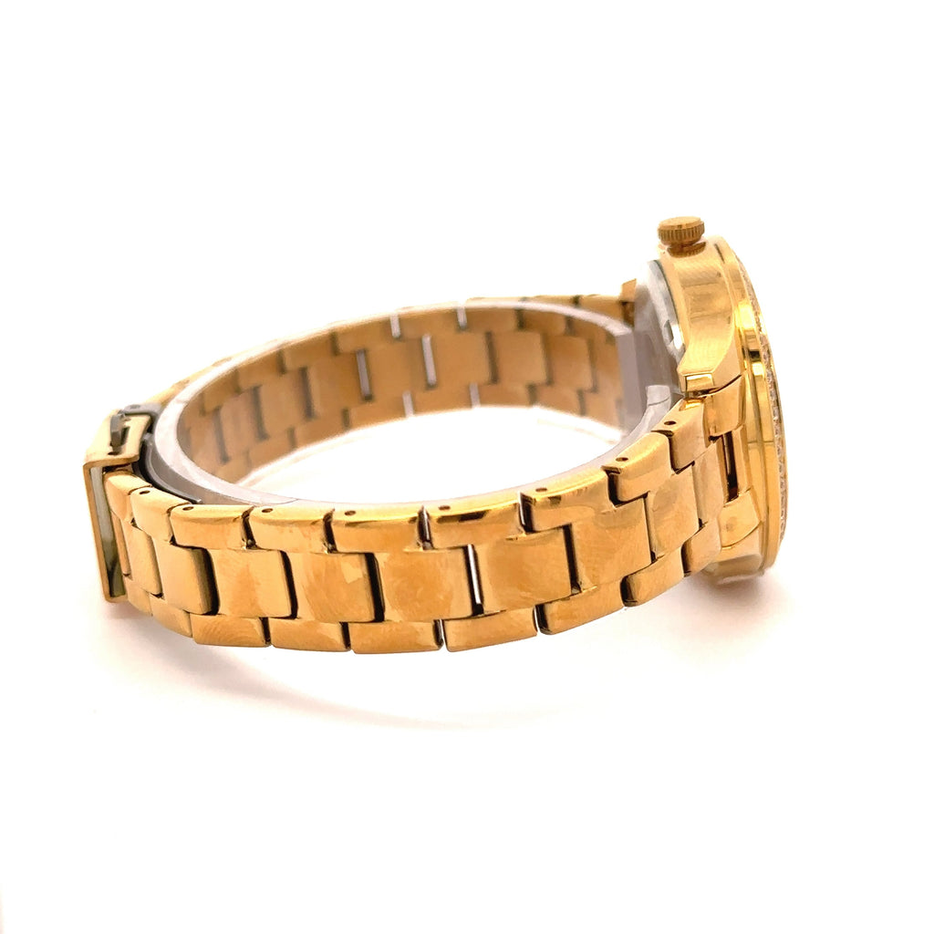 Women's Gold Tone Crystal Pave Bracelet Watch Elegant
