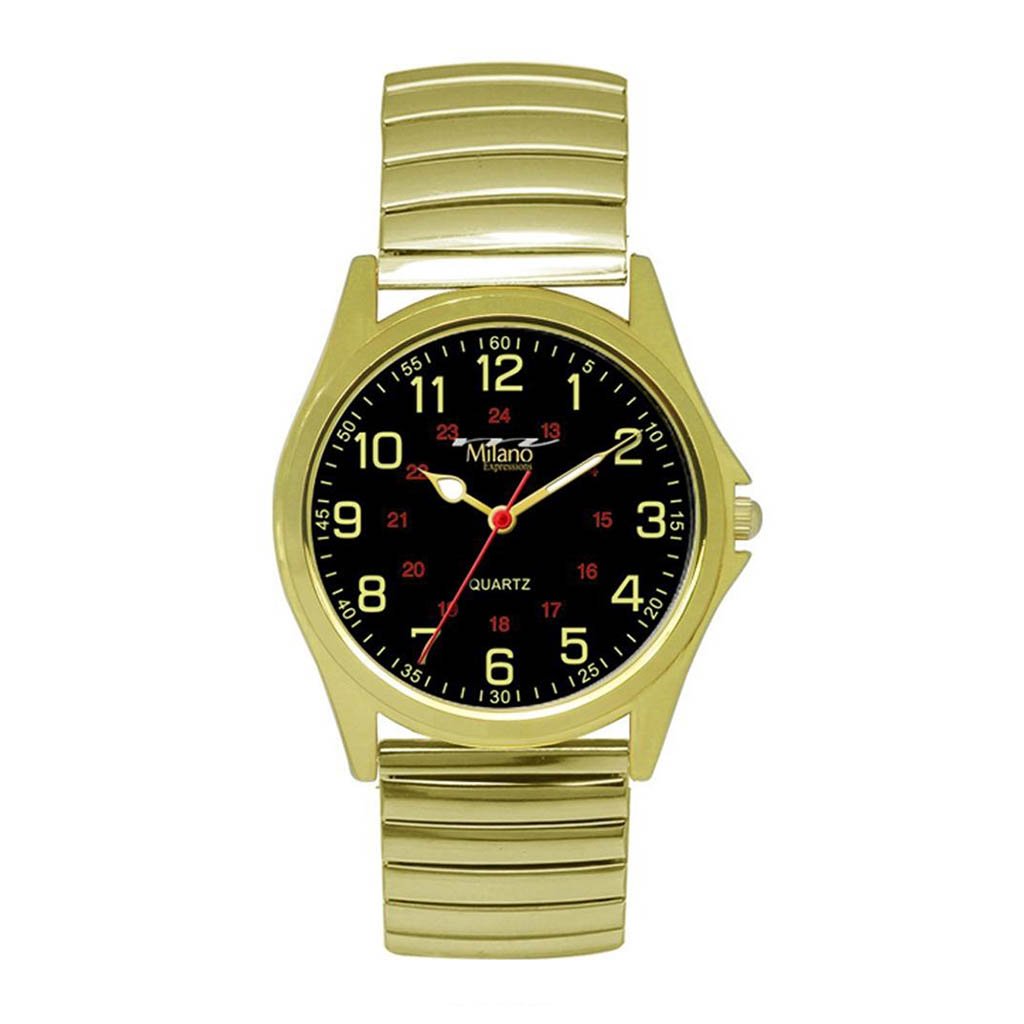 Women's Gold Tone Watch Black Dial Easy Read Quartz