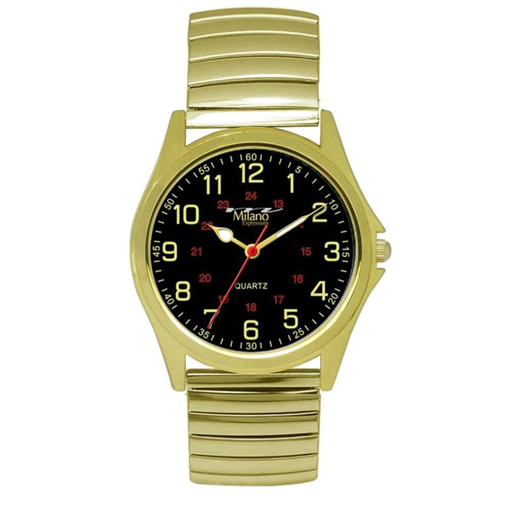 Women's Gold Tone Watch Black Dial Easy Read Quartz