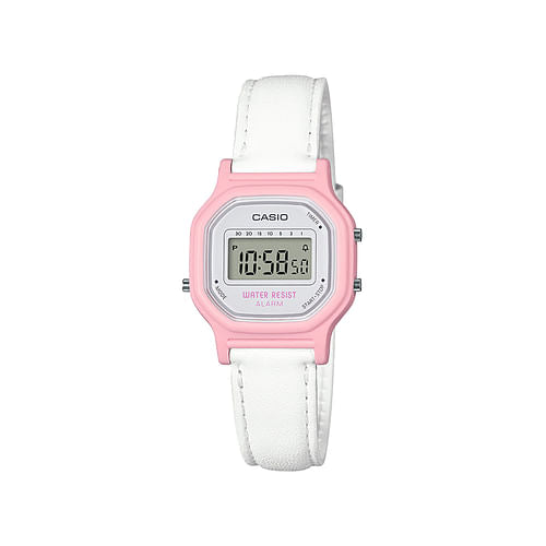Women's Pink Digital Watch White Strap Water Resistant