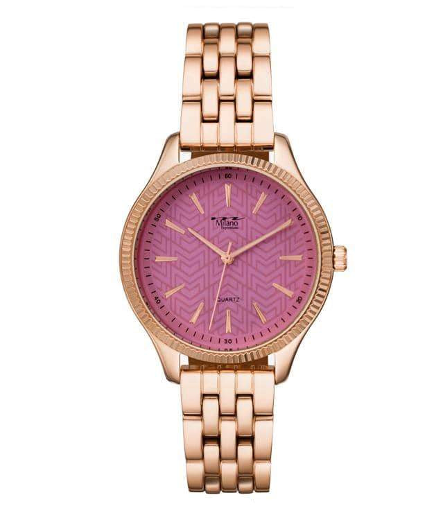 Women's Rose Gold Bracelet Watch Pink Dial Slim Quartz