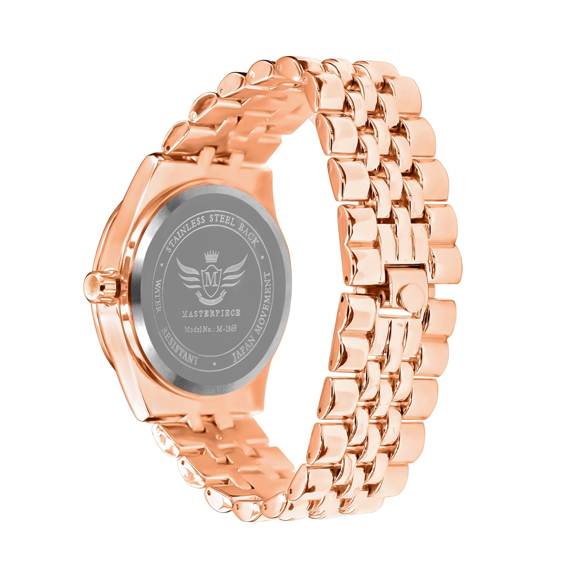 Women's Rose Gold Crystal Bezel Dress Watch Bracelet