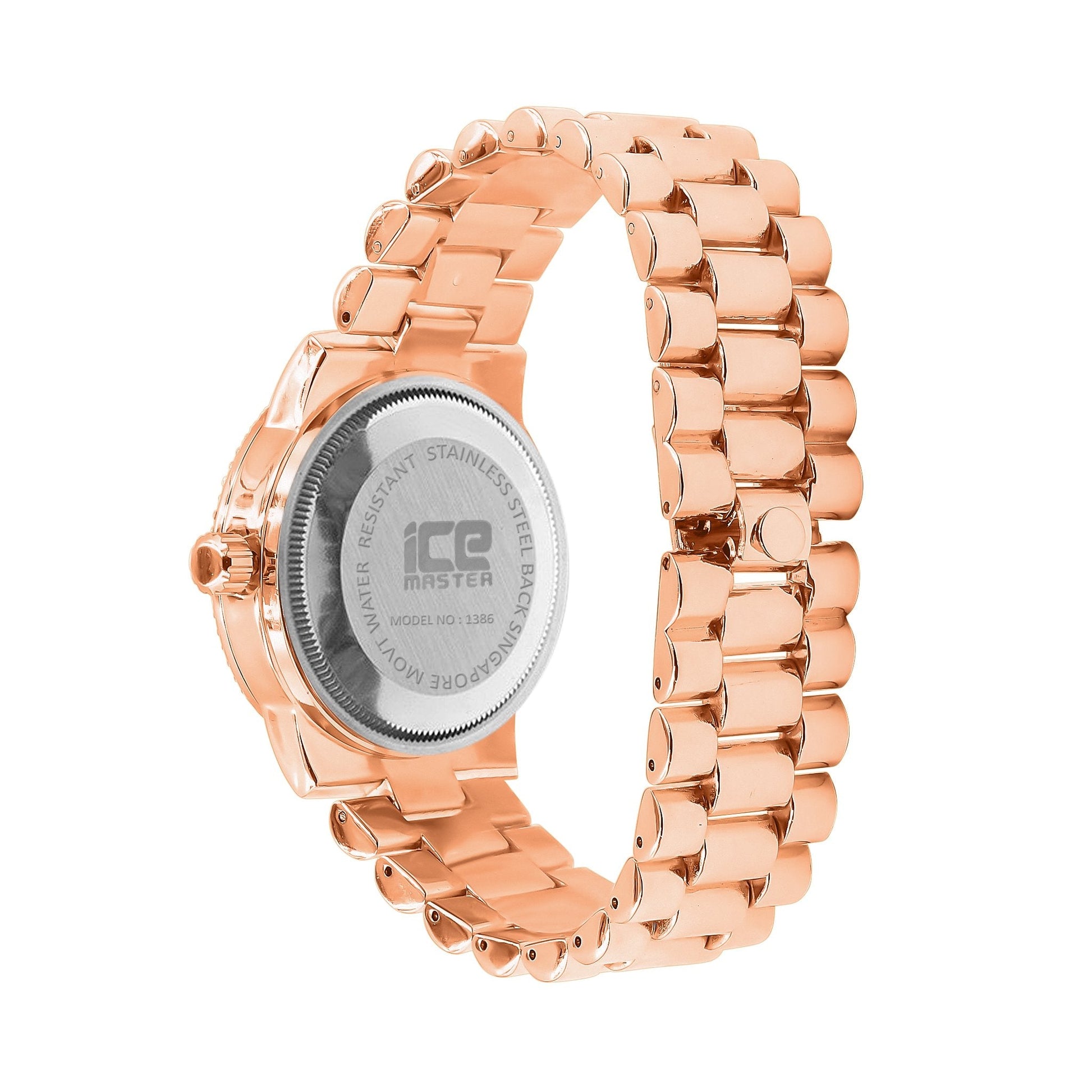 Women's Rose Gold Crystal Bezel Metal Bracelet Watch