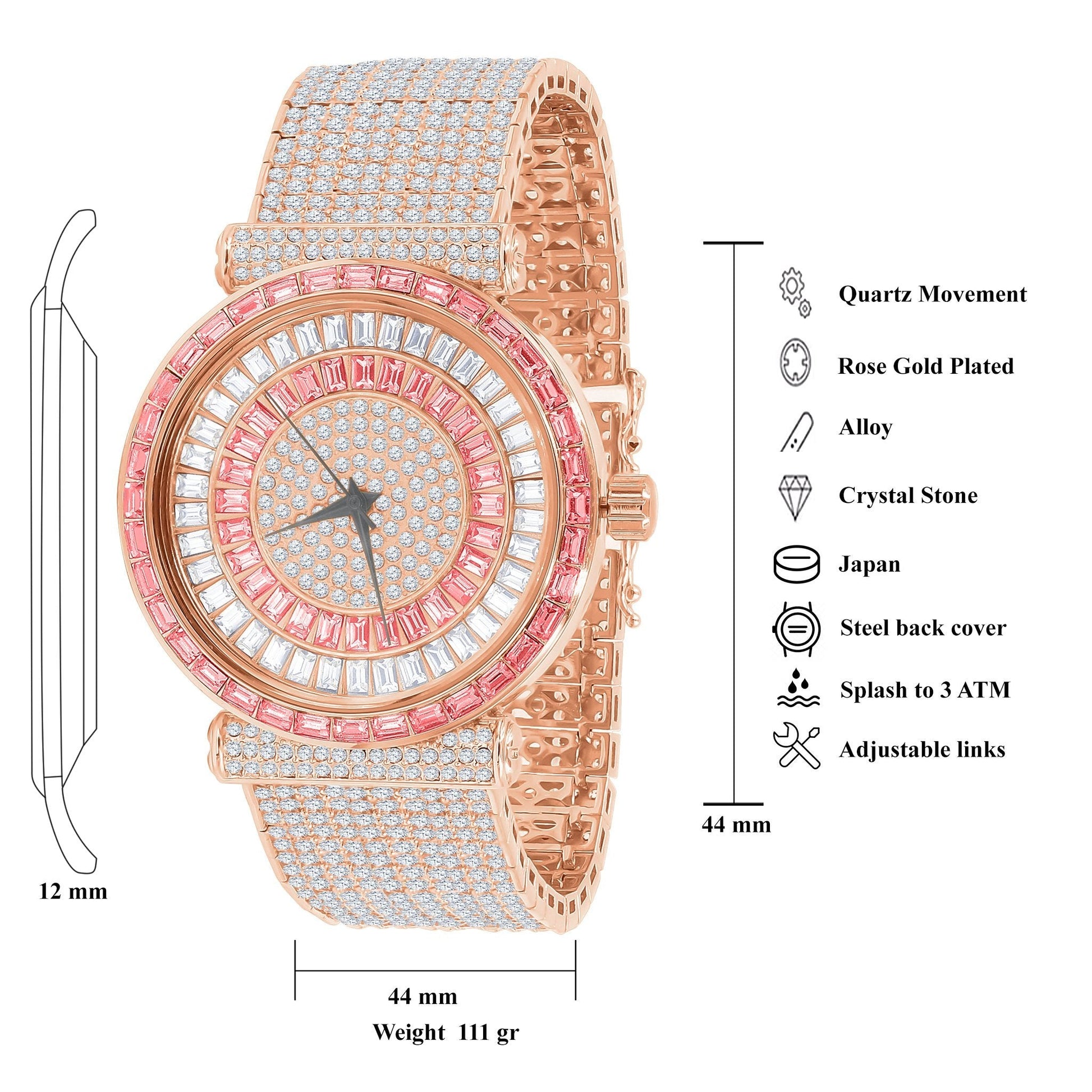Women's Rose Gold Crystal Dress Watch Luxury Sparkle