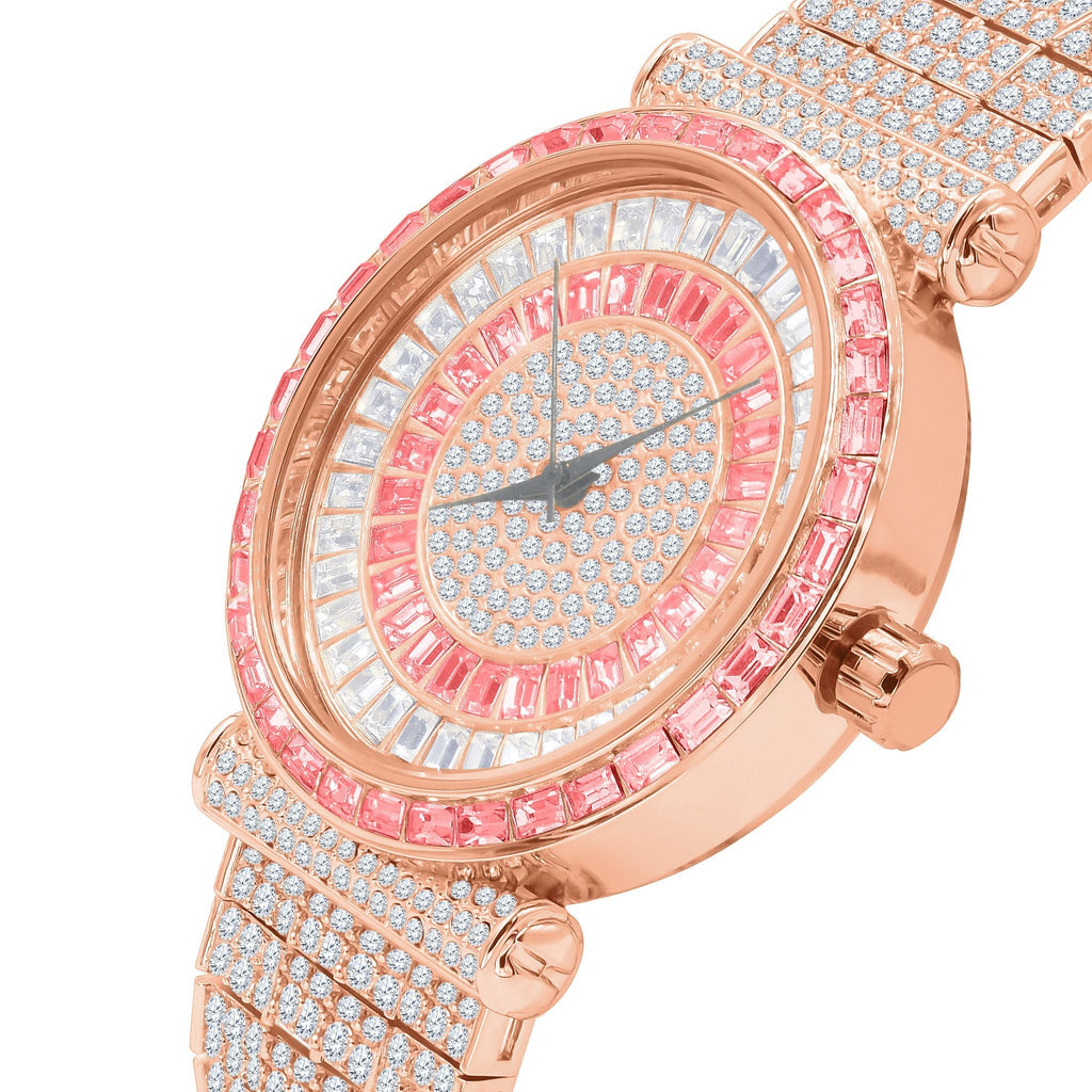 Women's Rose Gold Crystal Dress Watch Luxury Sparkle