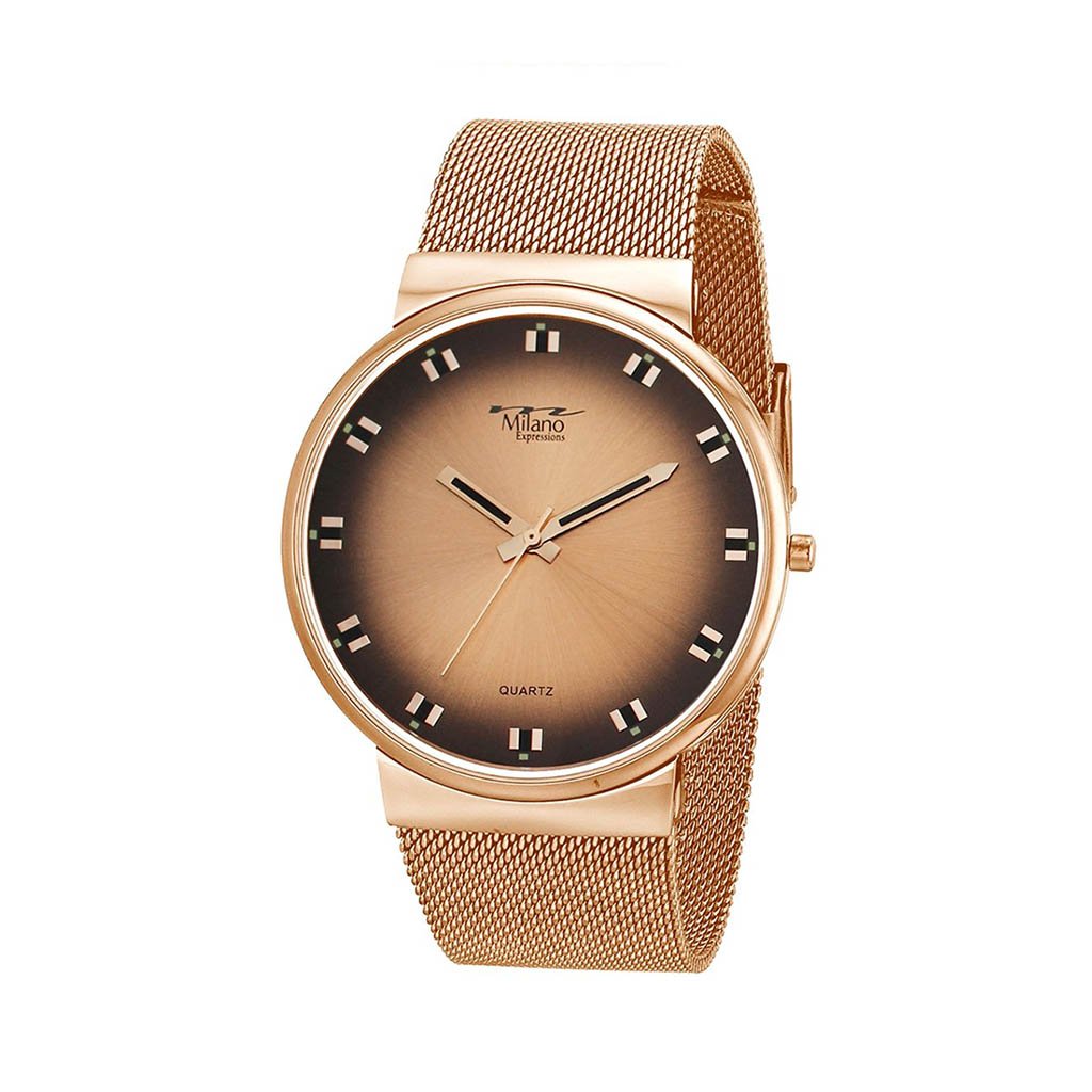 Women's Rose Gold Mesh Band Watch Sunburst Dial Elegant