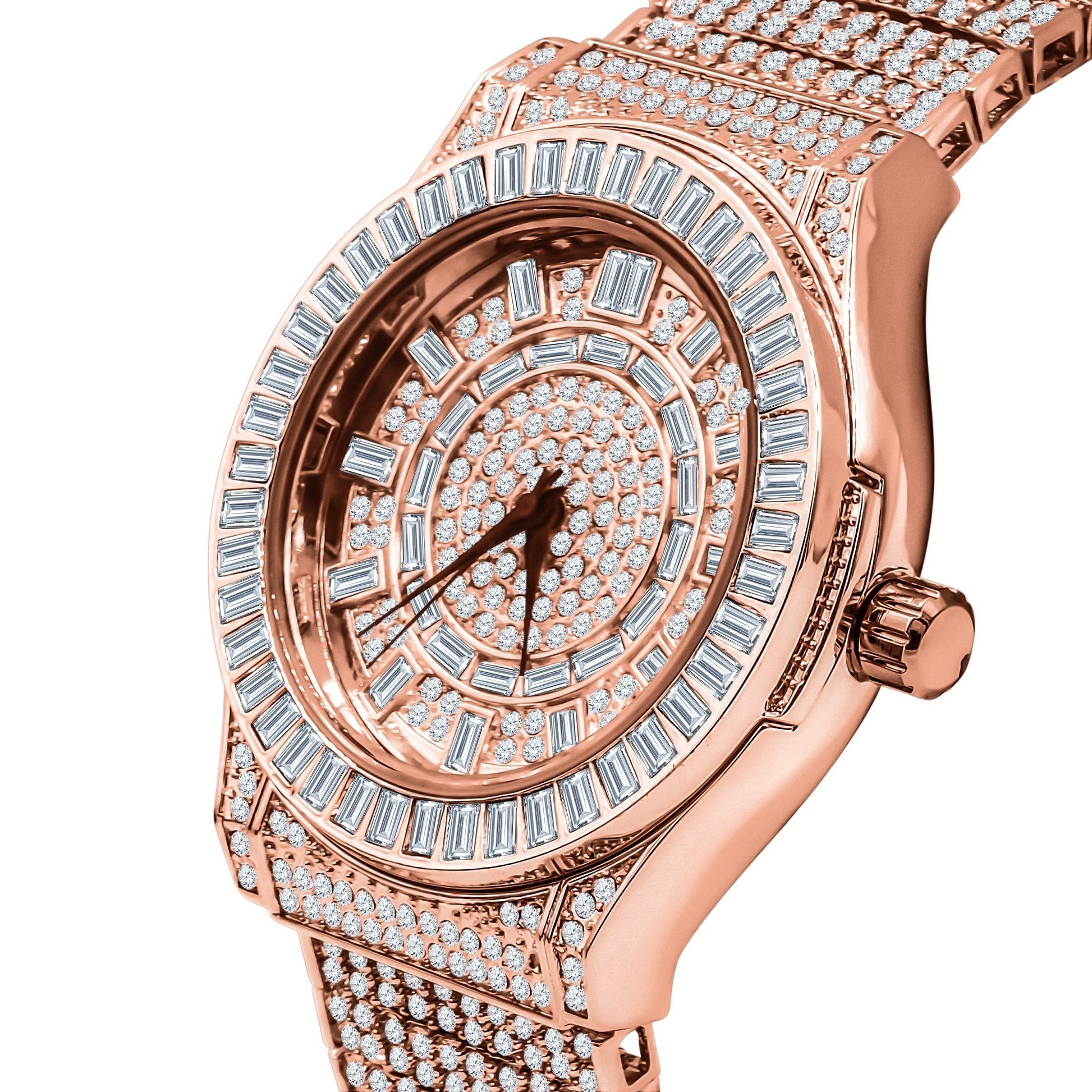 Women's Rose Gold Pave Crystal Watch Luxury Slim Quartz