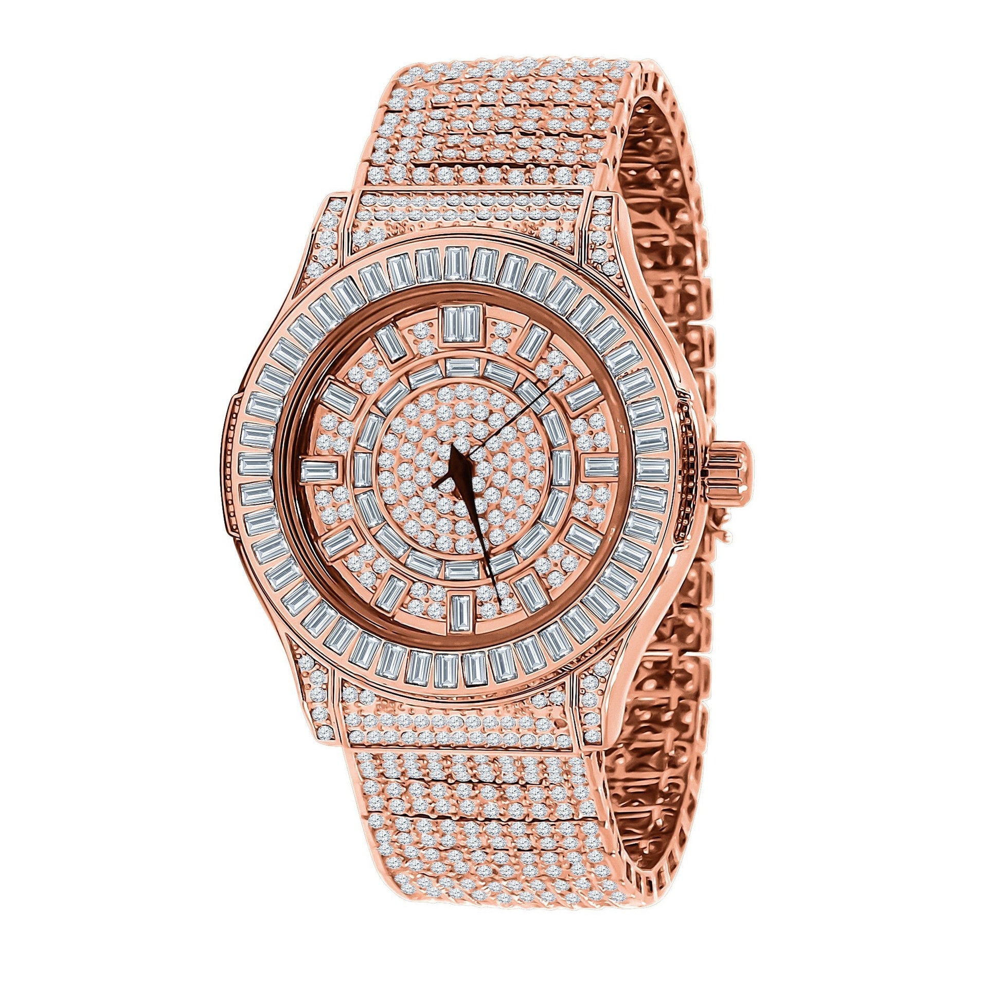 Women's Rose Gold Pave Crystal Watch Luxury Slim Quartz