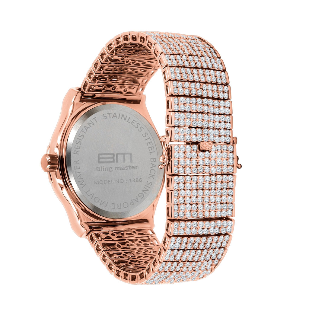 Women's Rose Gold Pave Crystal Watch Luxury Slim Quartz
