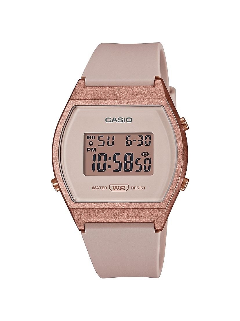Women's Slim Rose Gold Digital Watch With Pink Strap