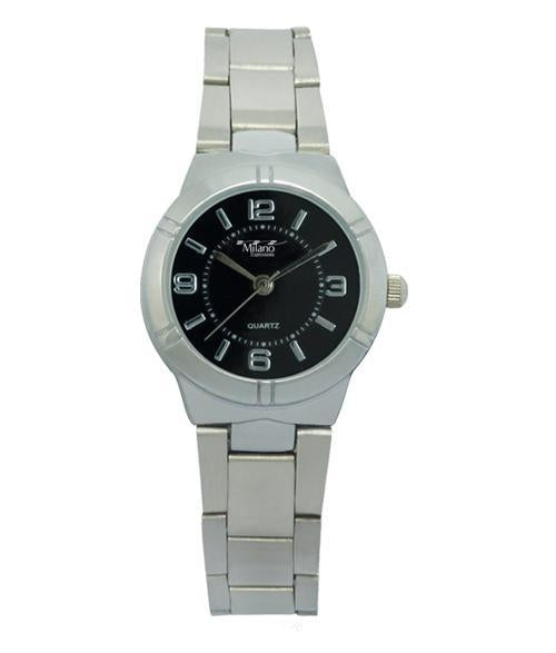 Women's Stainless Steel Black Dial Quartz Dress Watch