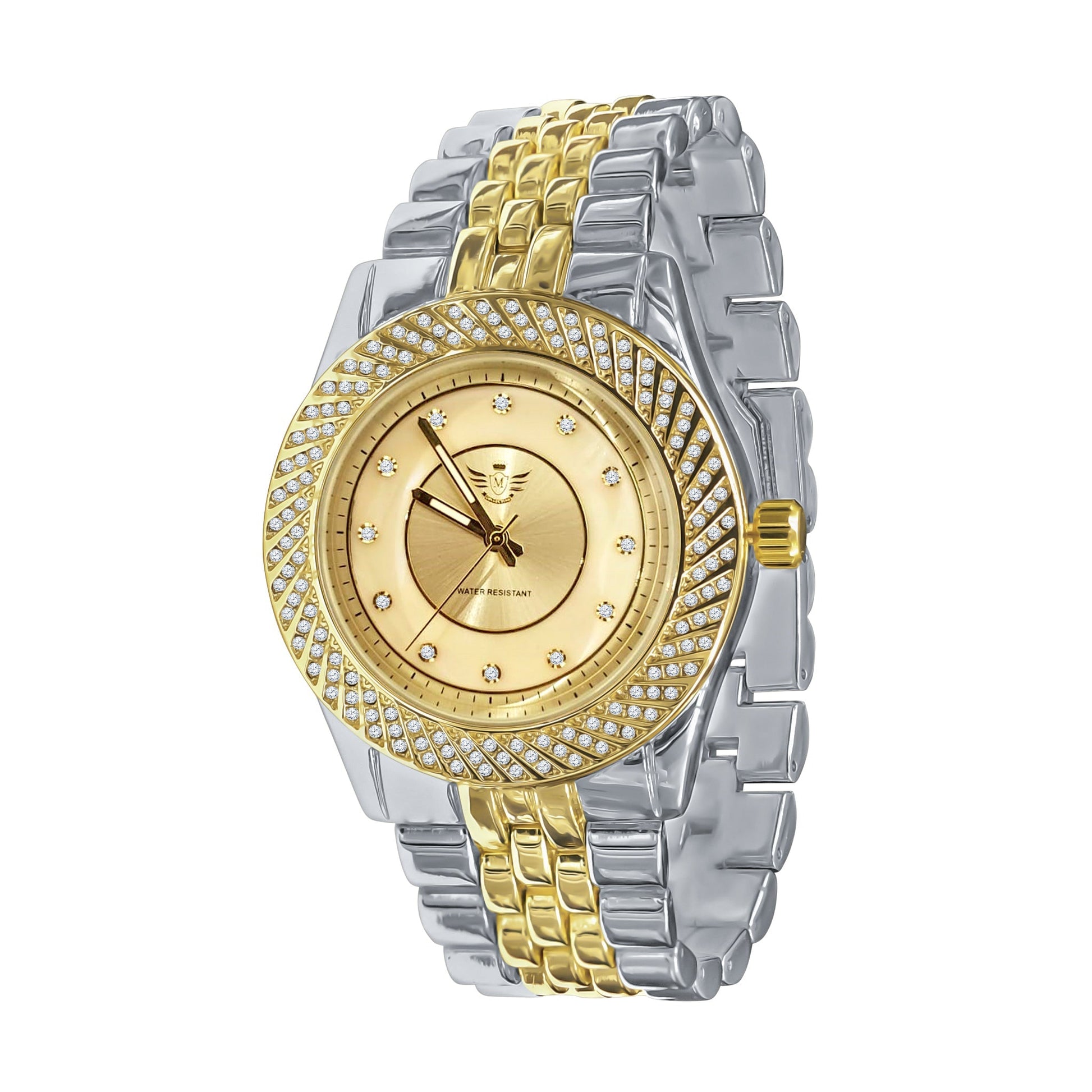 Women's Two Tone Crystal Bezel Dress Watch Stainless