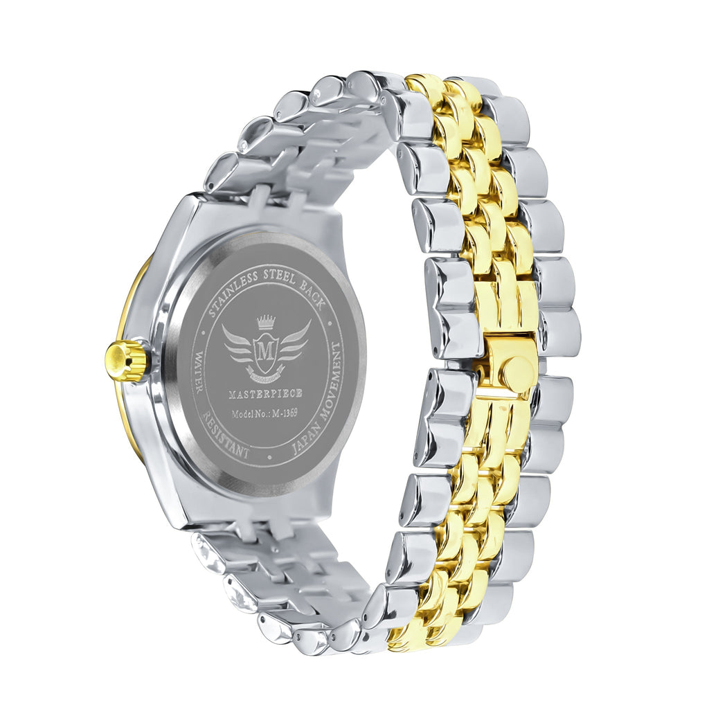 Women's Two Tone Crystal Bezel Dress Watch Stainless